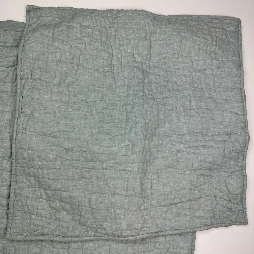 Pottery Barn Belgian Flax Linen Handcrafted Quilted Euro Shams Set of 3
